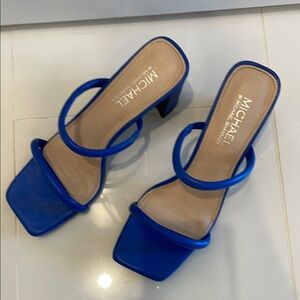 Michael Shannon Blue Heels with Square Toe